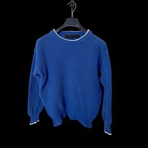 Vintage Abercrombie & Fitch Blue Knit Cotton Sweater Mens Medium